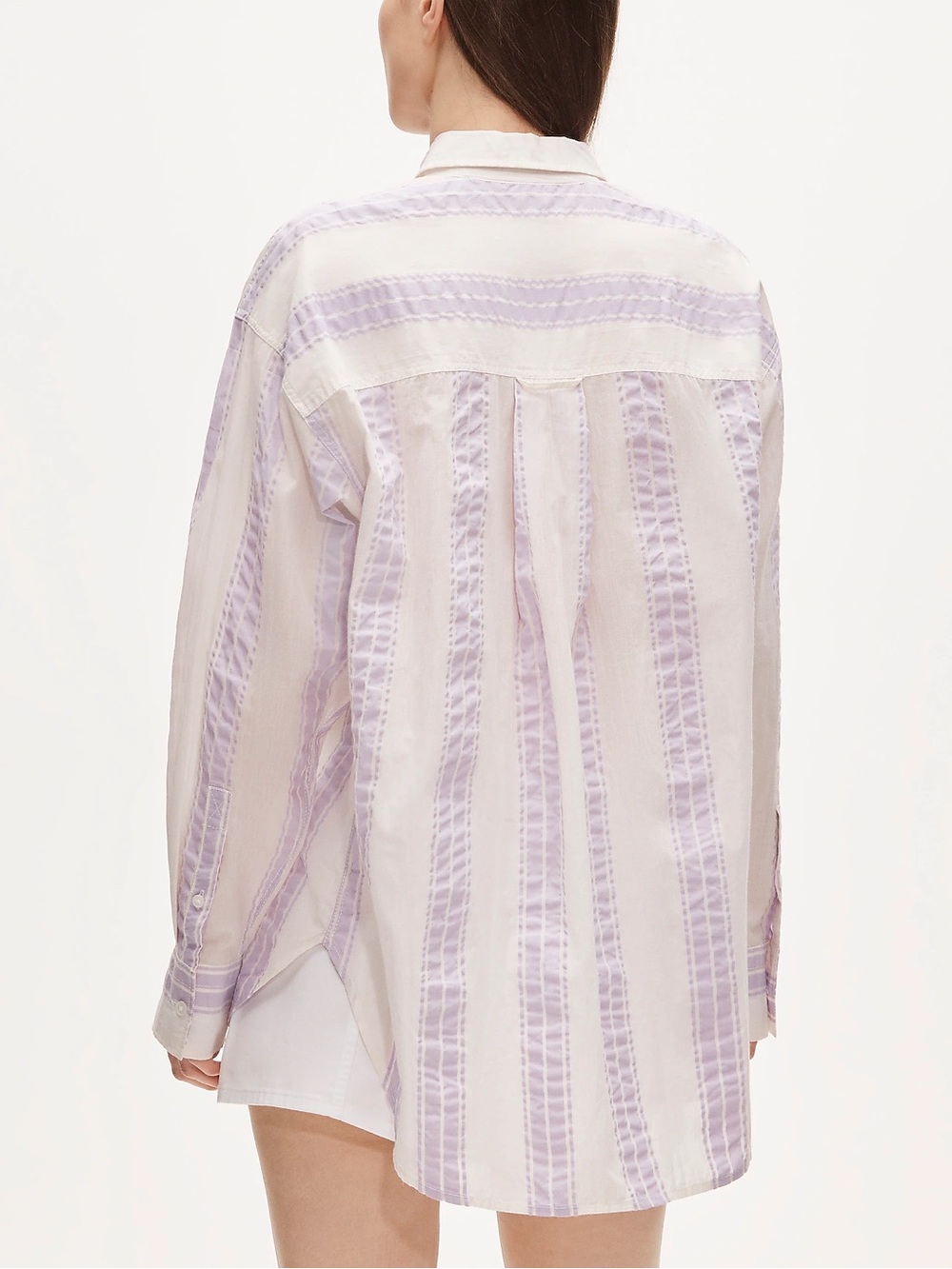 J. Crew White Shirt with Light Purple Vertical Stripes - Picture 4 of 4